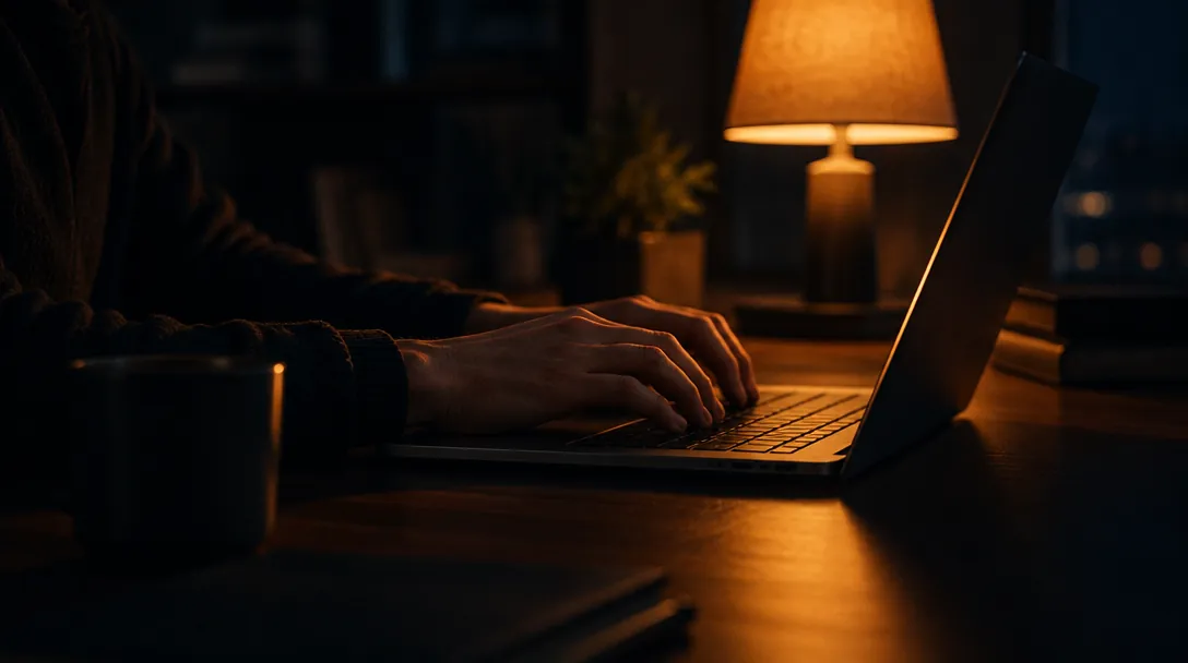 Person granskar aktieportfölj på laptop och smartphone med finansiella grafer på skärmen